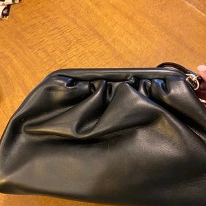 Black clutch with detachable strap